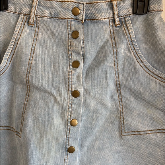 Light Blue Denim Button-Front Skater Skirt - Picture 3 of 3